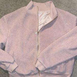 PINK FUZZY ZIP UP SWEATER/JACKET